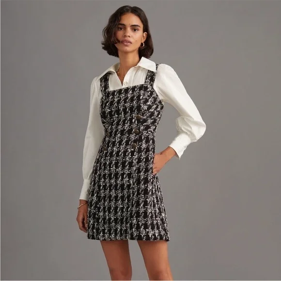 maeve tweed mini dress Maeve Strapless Peplum Tweed Mini Dress